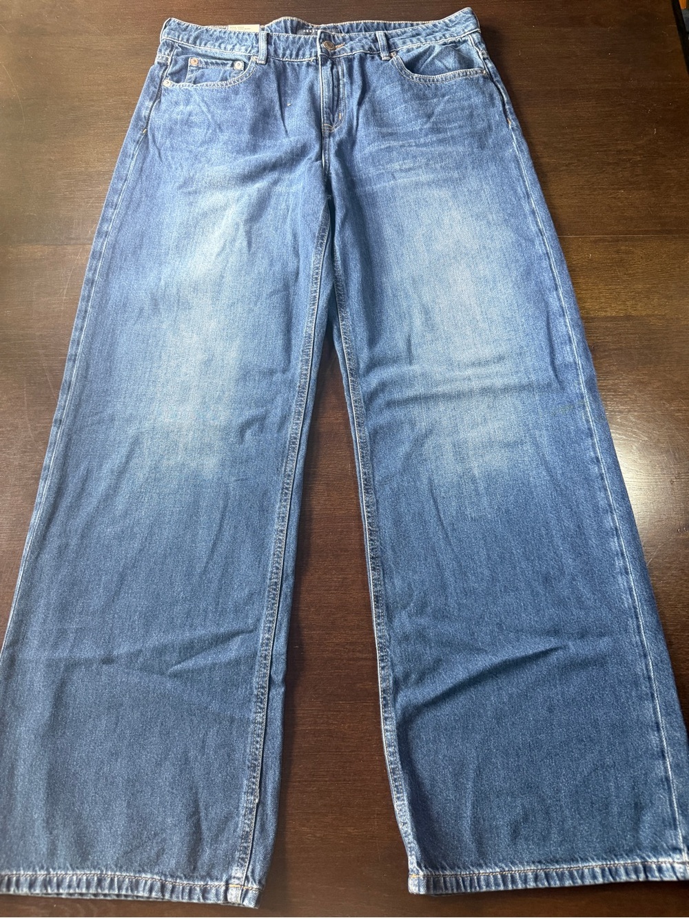 NWT Aeropostale Aero Baggy Wide Leg Jeans 10 Dark Wash Low Rise Y2K